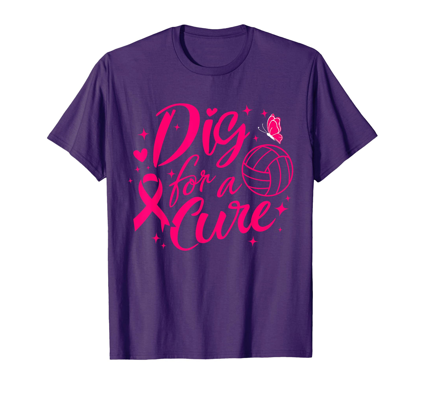 Dig For A Cure Breast Cancer Awareness Volleyball Pink T-Shirt