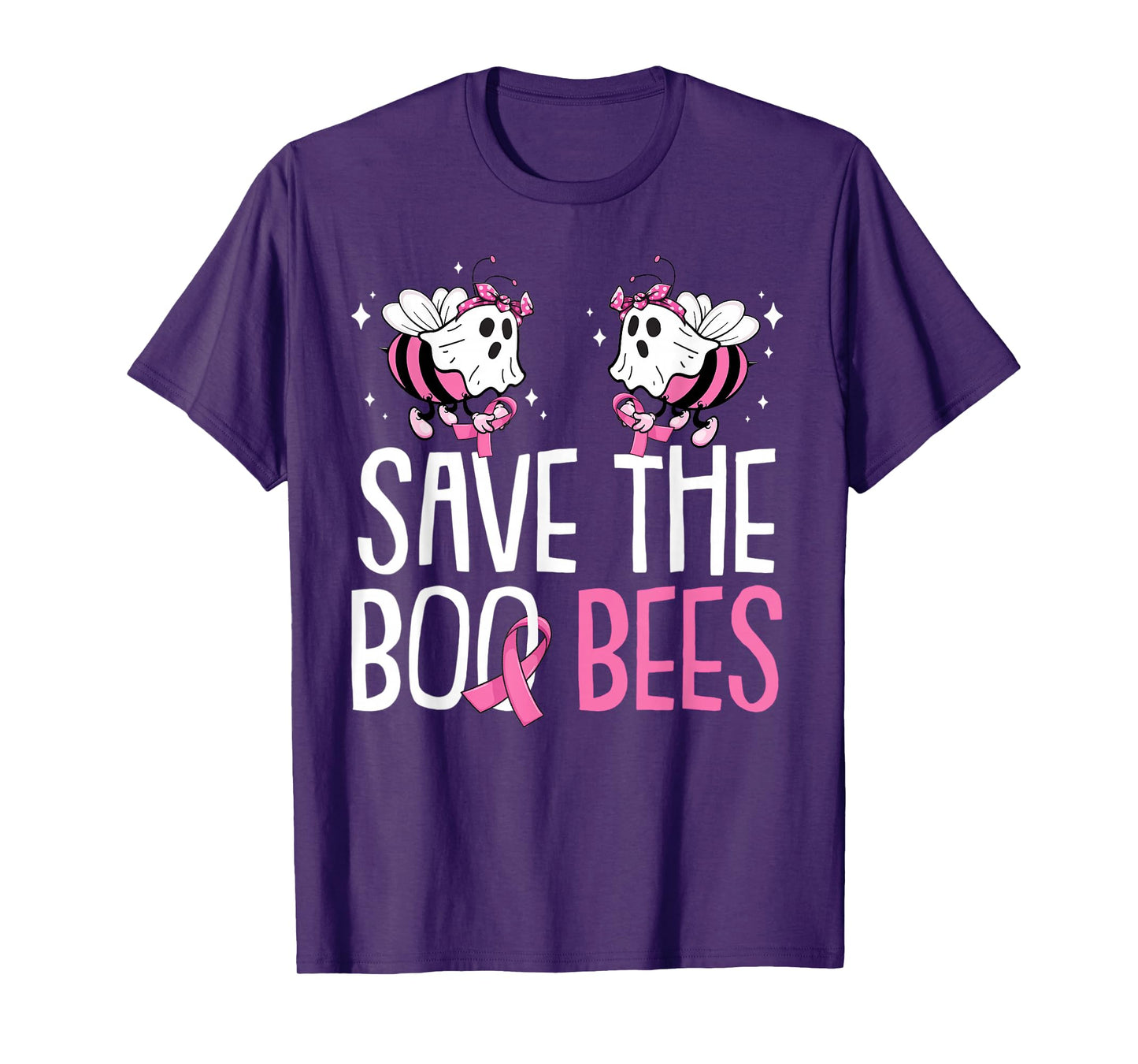 Save The Breast Cancer Awareness Boo Bees Halloween Women T-Shirt