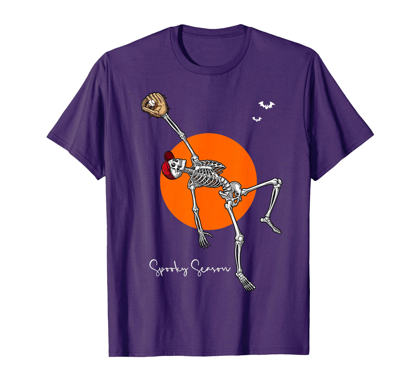 Spooky Season Skeleton Catcher Baseball Player Halloween T-Shirt