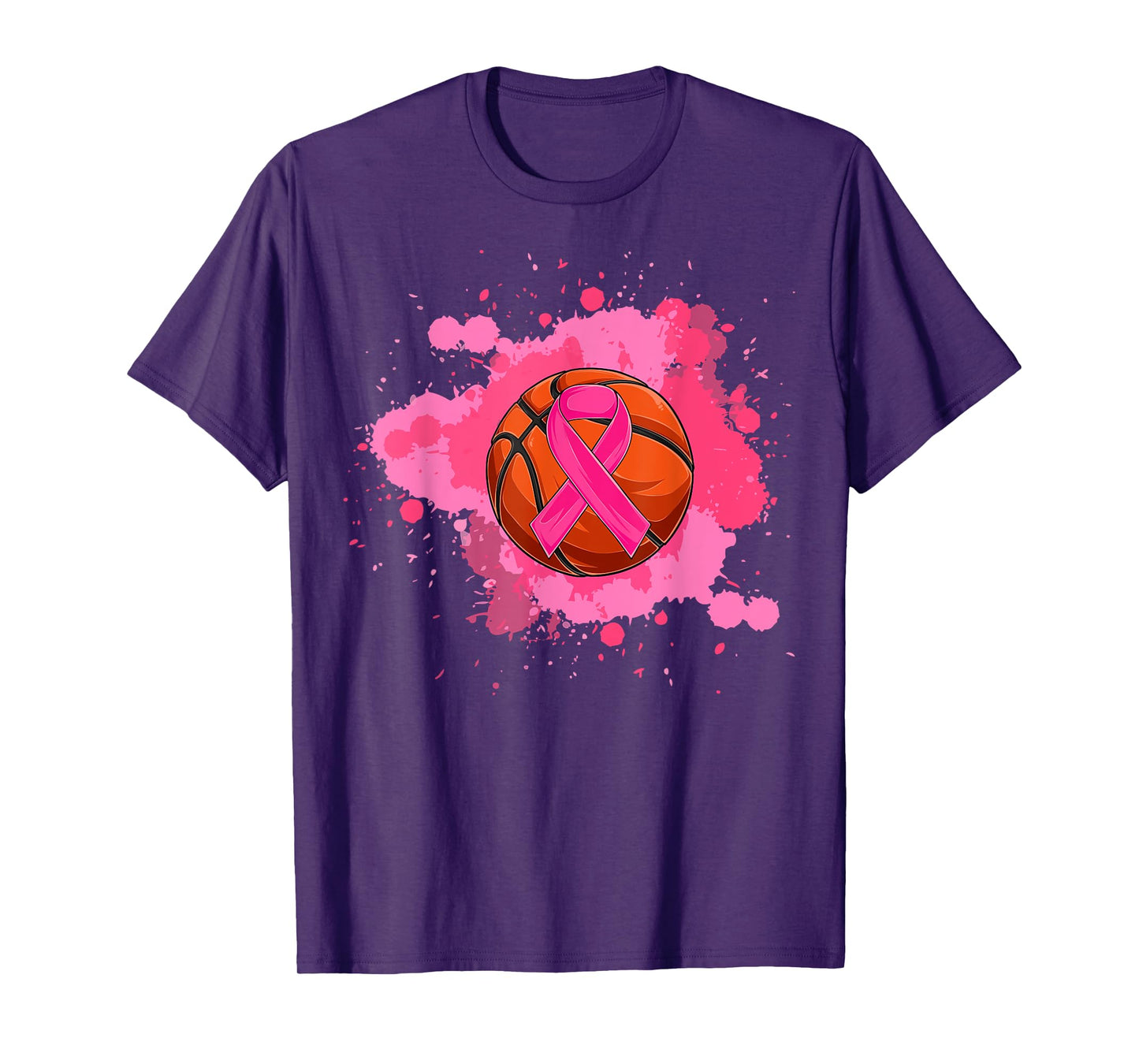 Pink Ribbon Basketball Breast Cancer Awareness T-Shirt