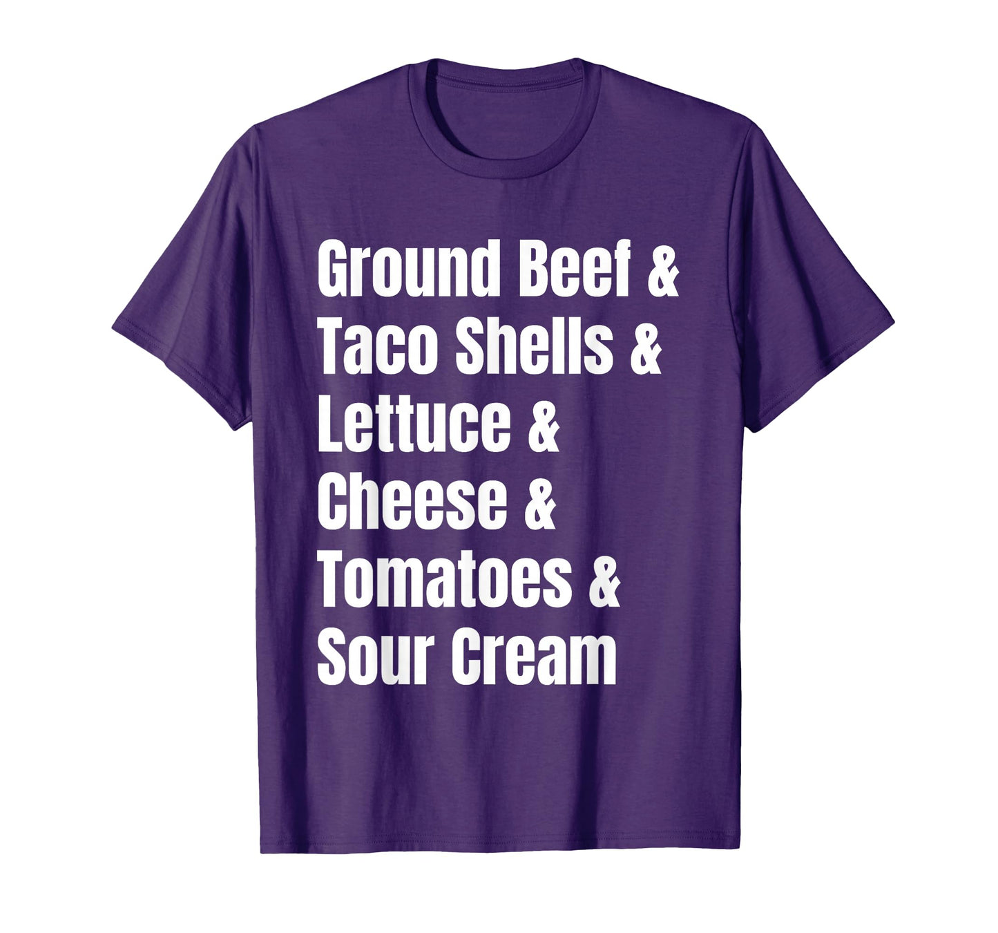 Tacos Ingredient List Funny Recipe T-Shirt