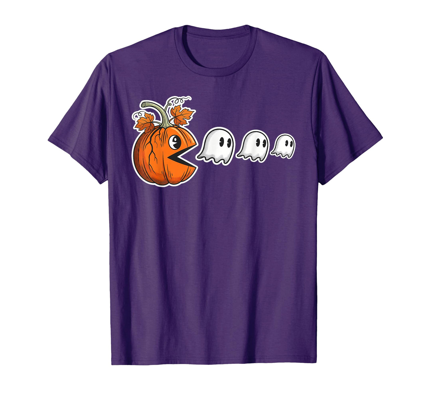 Halloween Gamer Pumpkin Eating Ghost Costume Men Boys Kids T-Shirt