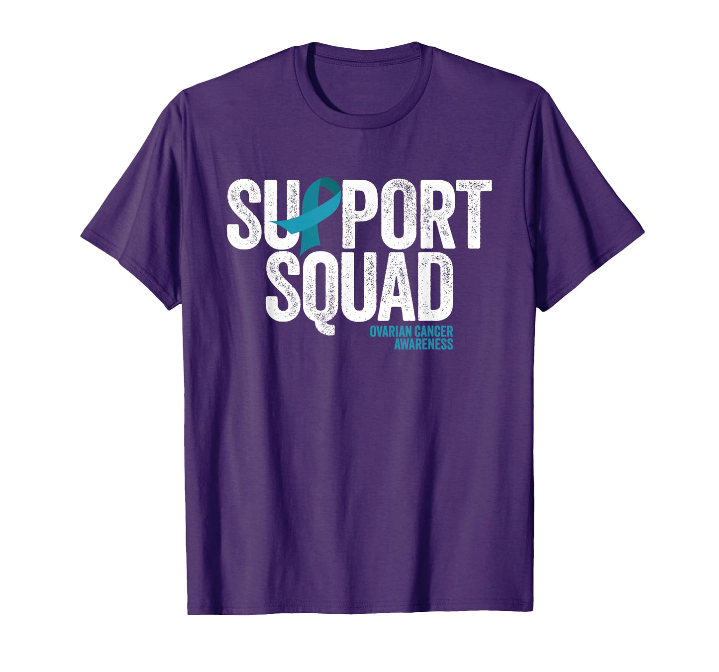 Support Squad Distressed Family Ovarian Cancer Awareness T-Shirt