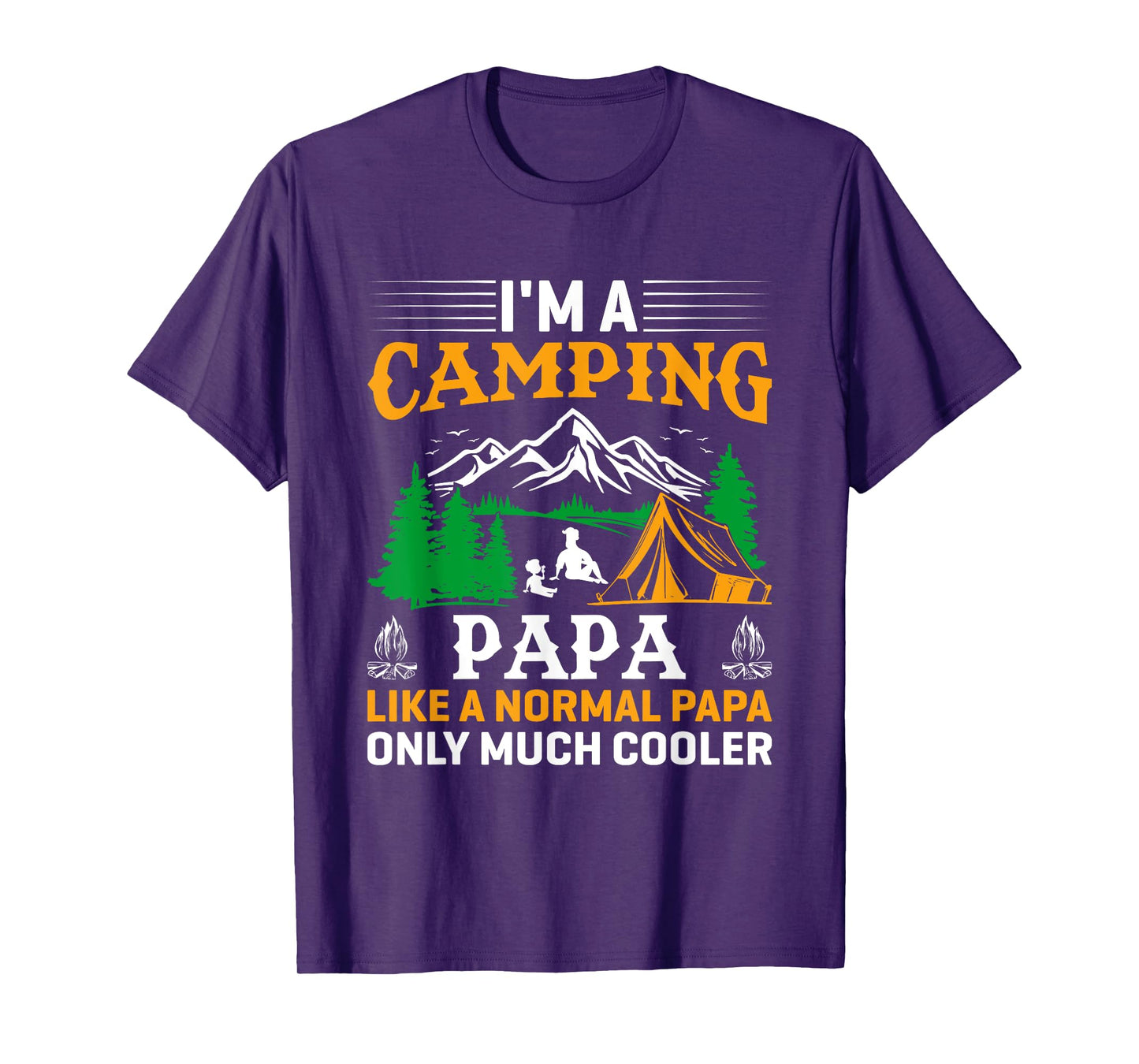 Papa Camping Fathers Day Funny Camper Dad Grandpa Men T-Shirt