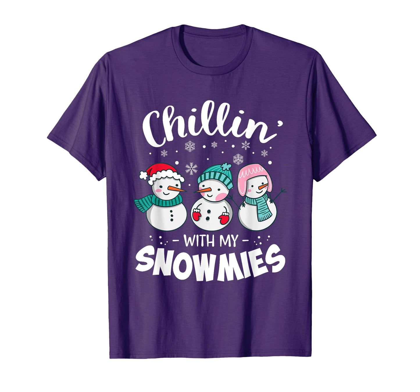 Chillin With My Snowmie Women Christmas Snowman Teacher Snow T-Shirt