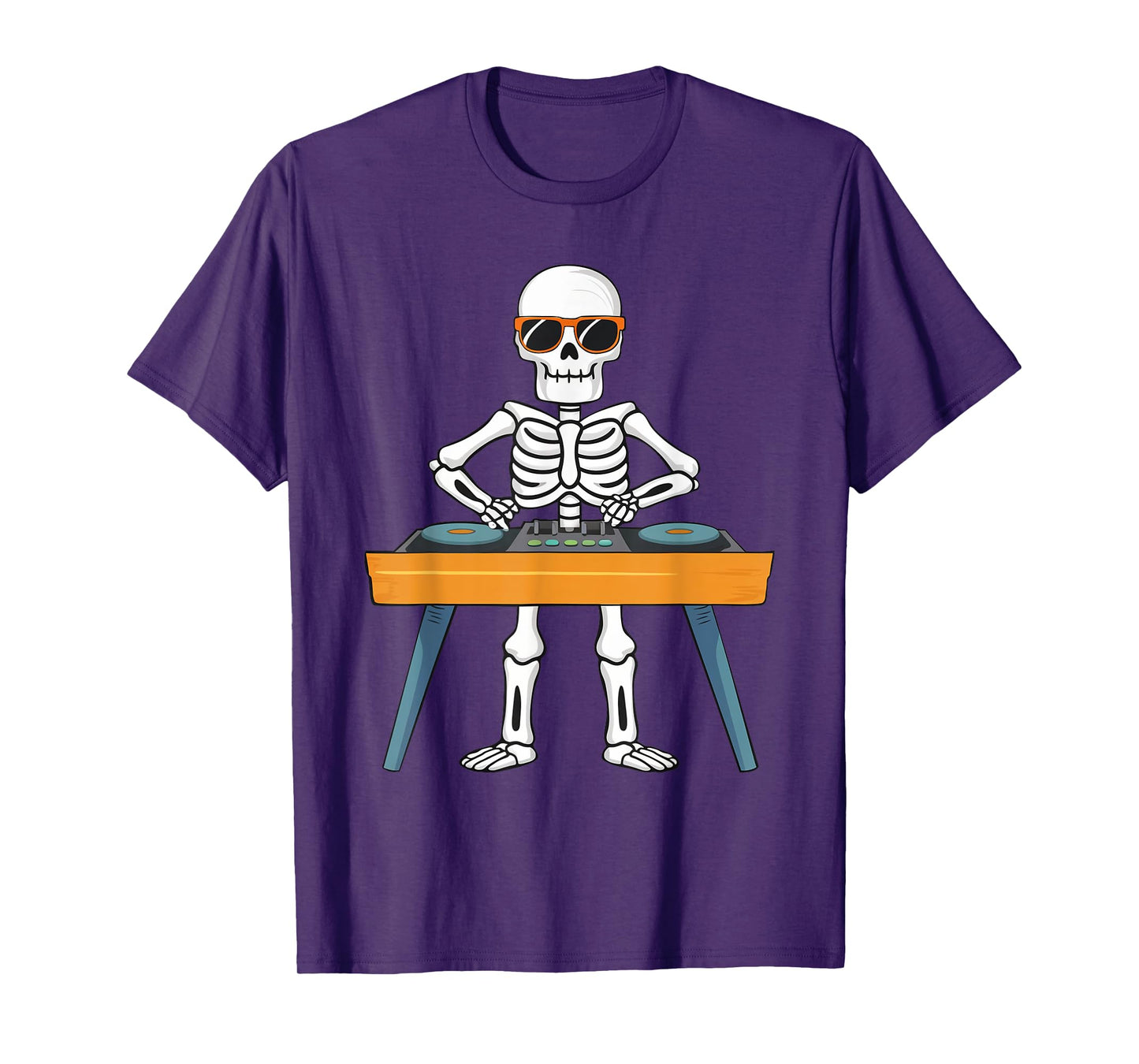 Funny Skeleton Playing DJ Music Kids Boys Girls Halloween T-Shirt