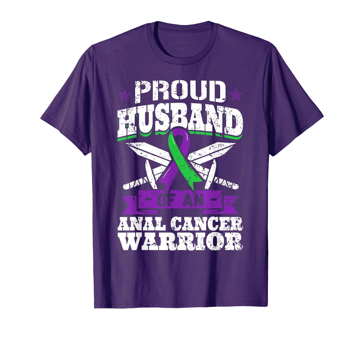 Proud Husband Of Anal Cancer Warrior Tumor Awareness Ribbon T-Shirt