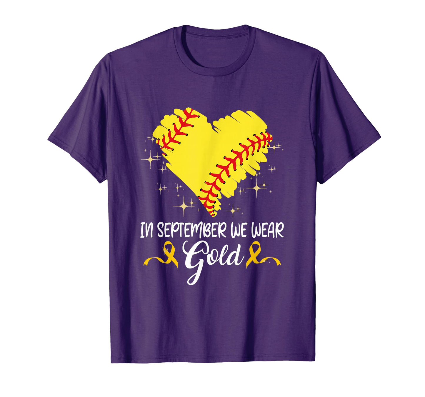 In September We Wear Gold Softball Childhood Cancer Support T-Shirt
