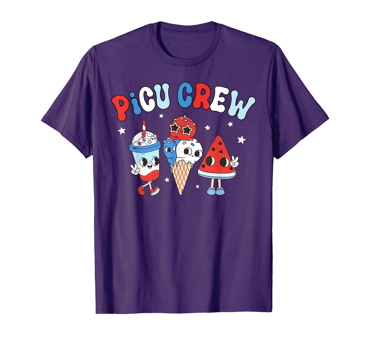 PICU Crew Pediatric Nurse Appreciation Patriotic 4th Of July T-Shirt for Women Men