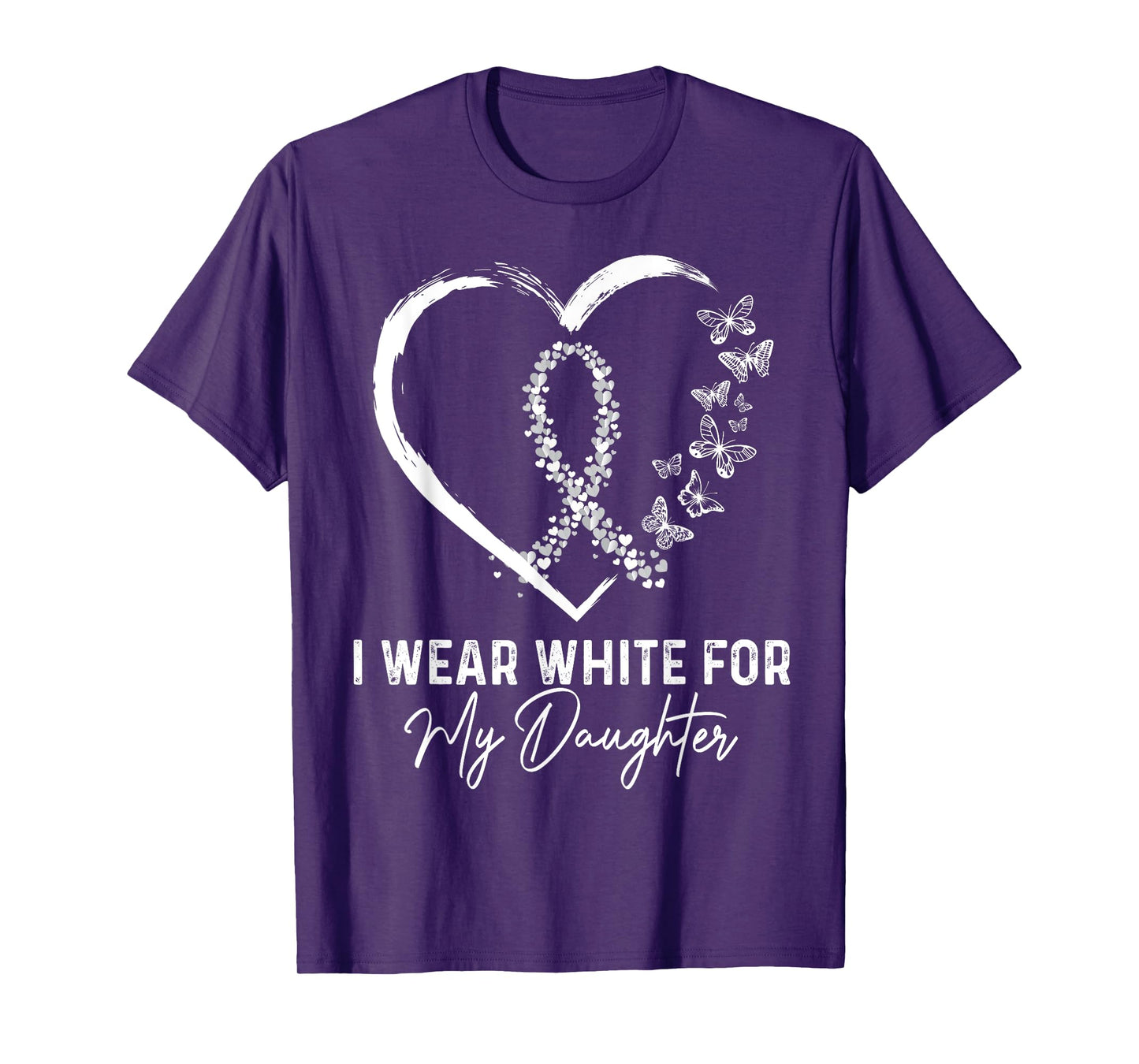 I Wear White For My Daughter Lung Cancer Awareness Ribbon T-Shirt