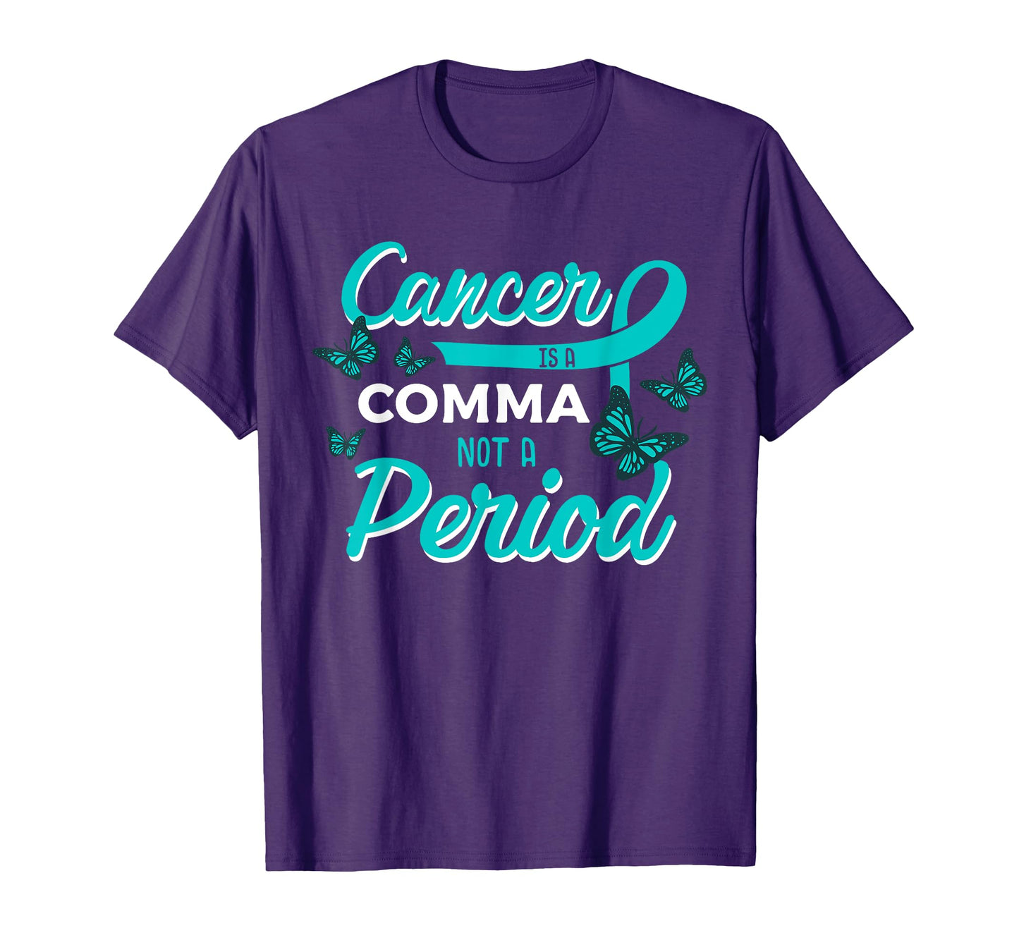 Ovarian Cancer Butterfly Teal Ribbon Gynecology Carcinoma T-Shirt
