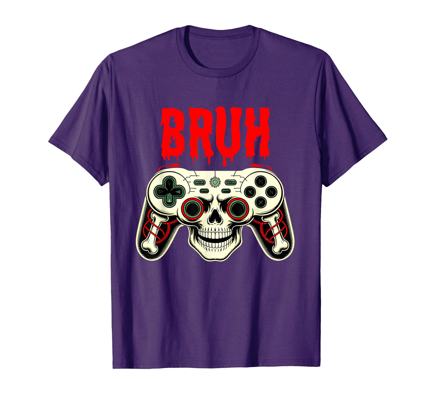Bruh Skeleton Gamer Skull Spooky Video Game T-Shirt
