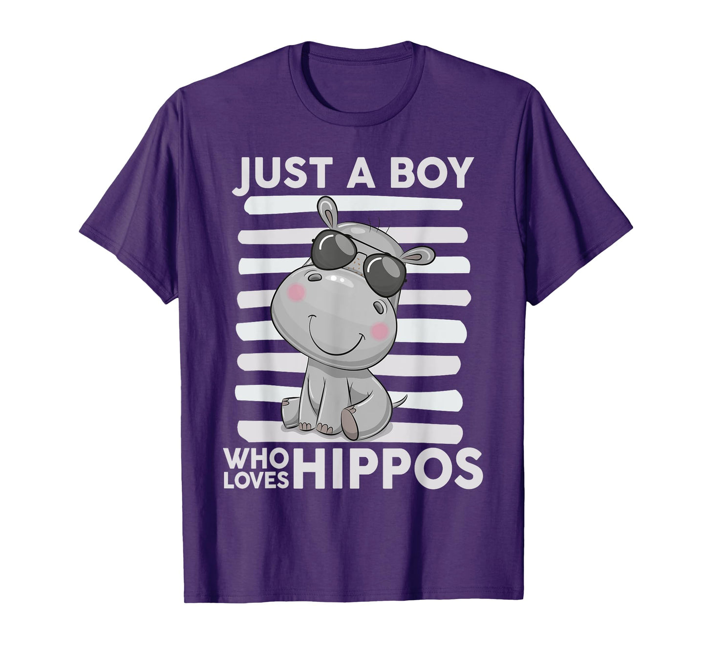 Kids Hippo-Shirt Toddler Funny Just A Boy Who Loves Hippos T-Shirt