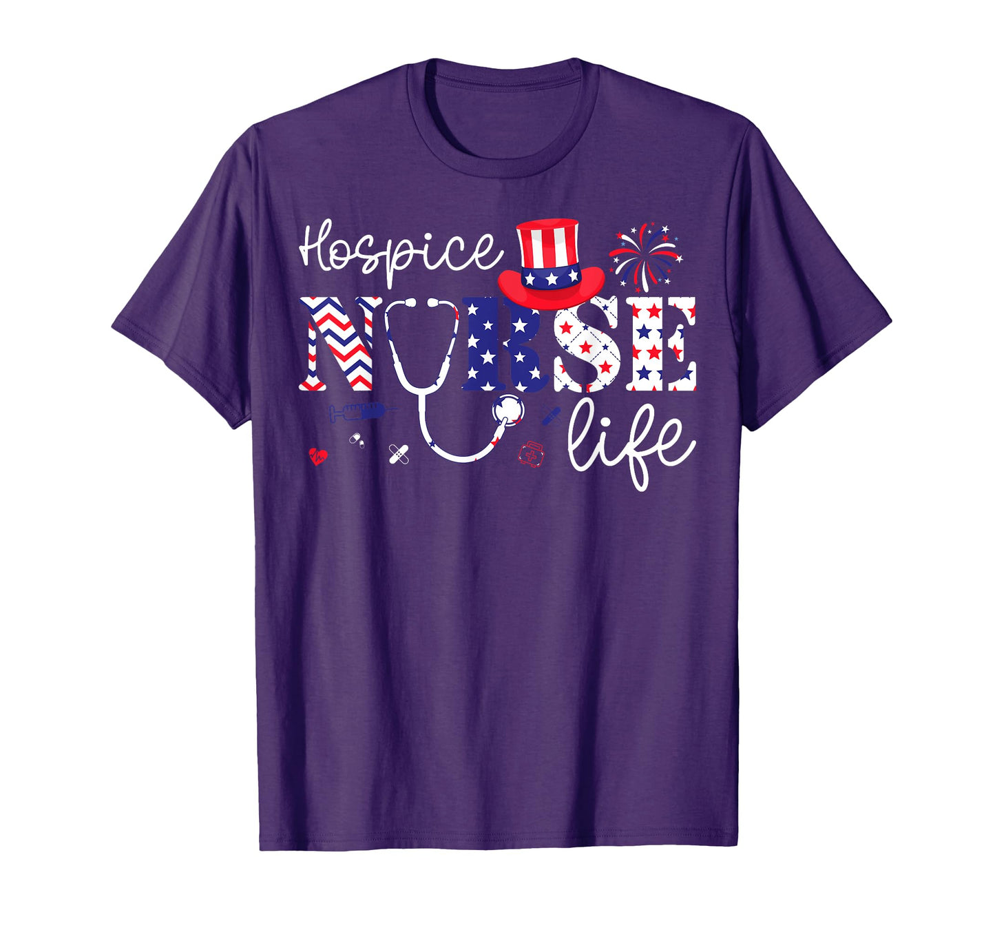 Hospice Nurse Life American Flag USA Patriotic 4th of July T-Shirt