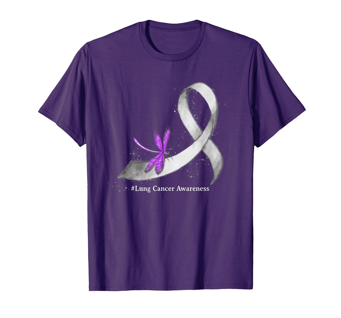 Hippie Dragonfly White Ribbon Lung Cancer Awareness Gifts T-Shirt