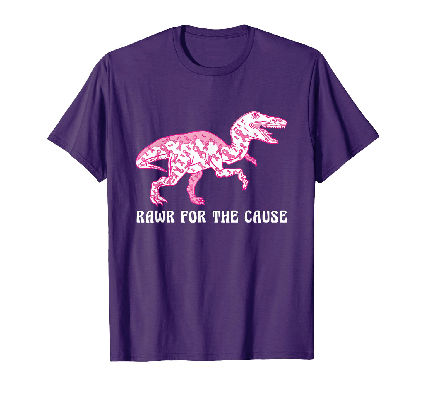 Dinosaur Pink Ribbon Breast Cancer Awareness Month Warrior T-Shirt