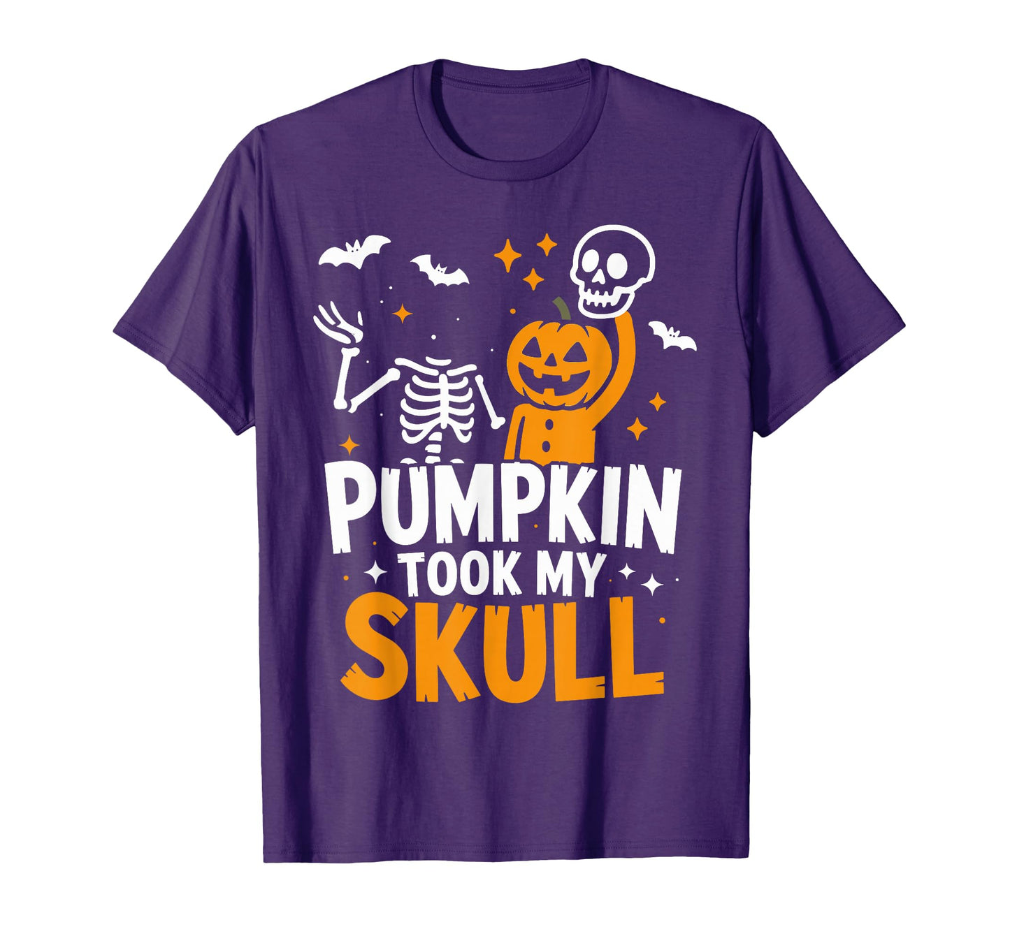 Pumpkin Took My Skull Humor Costume Funny Halloween Skeleton T-Shirt