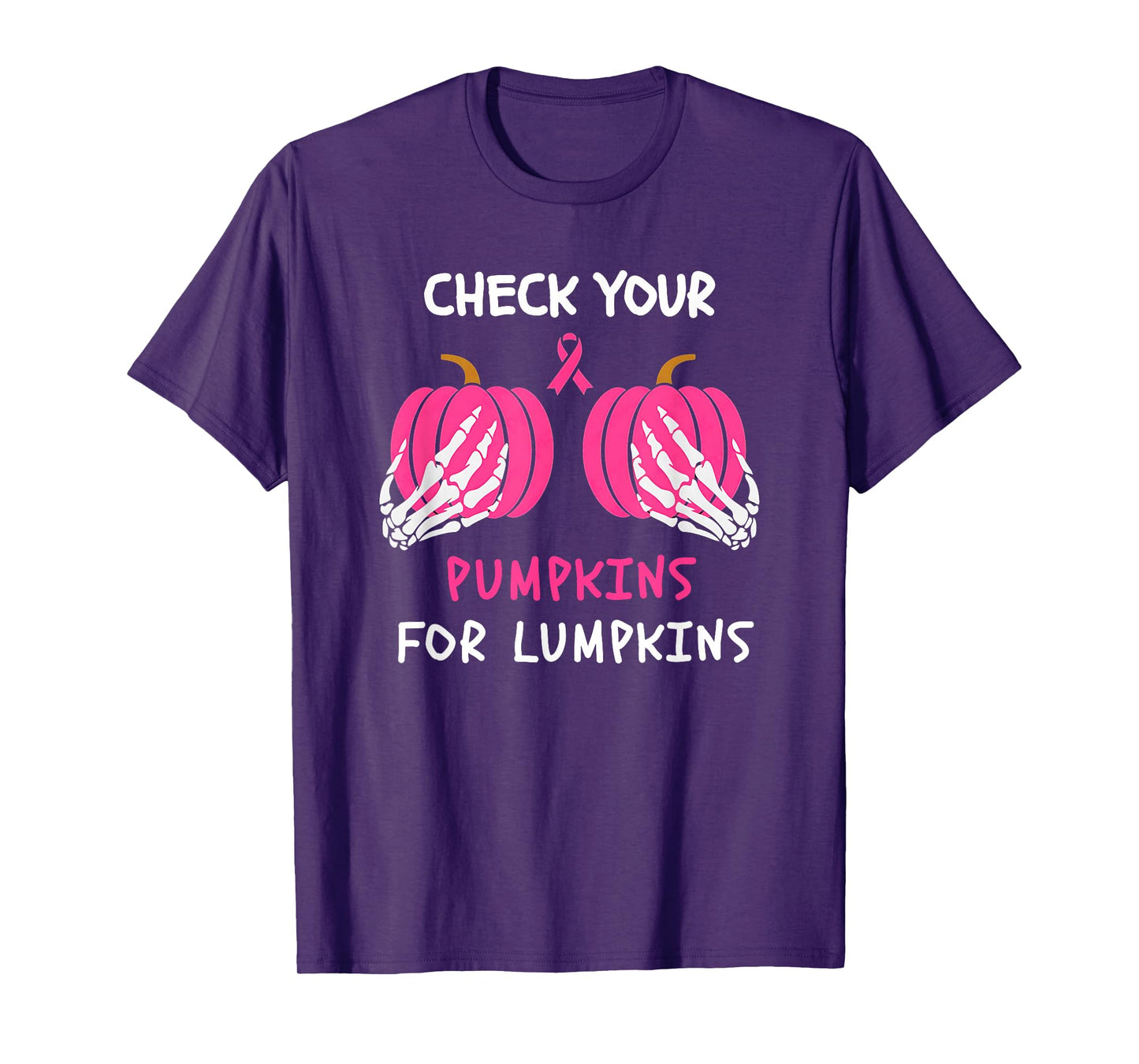 Funny Breast Cancer Halloween Pumpkins Lumpkin Pink October T-Shirt