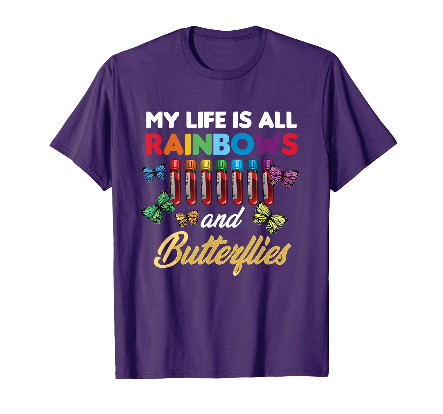 Reaction Glass Butterfly Rainbow Phlebotomist Laboratory T-Shirt