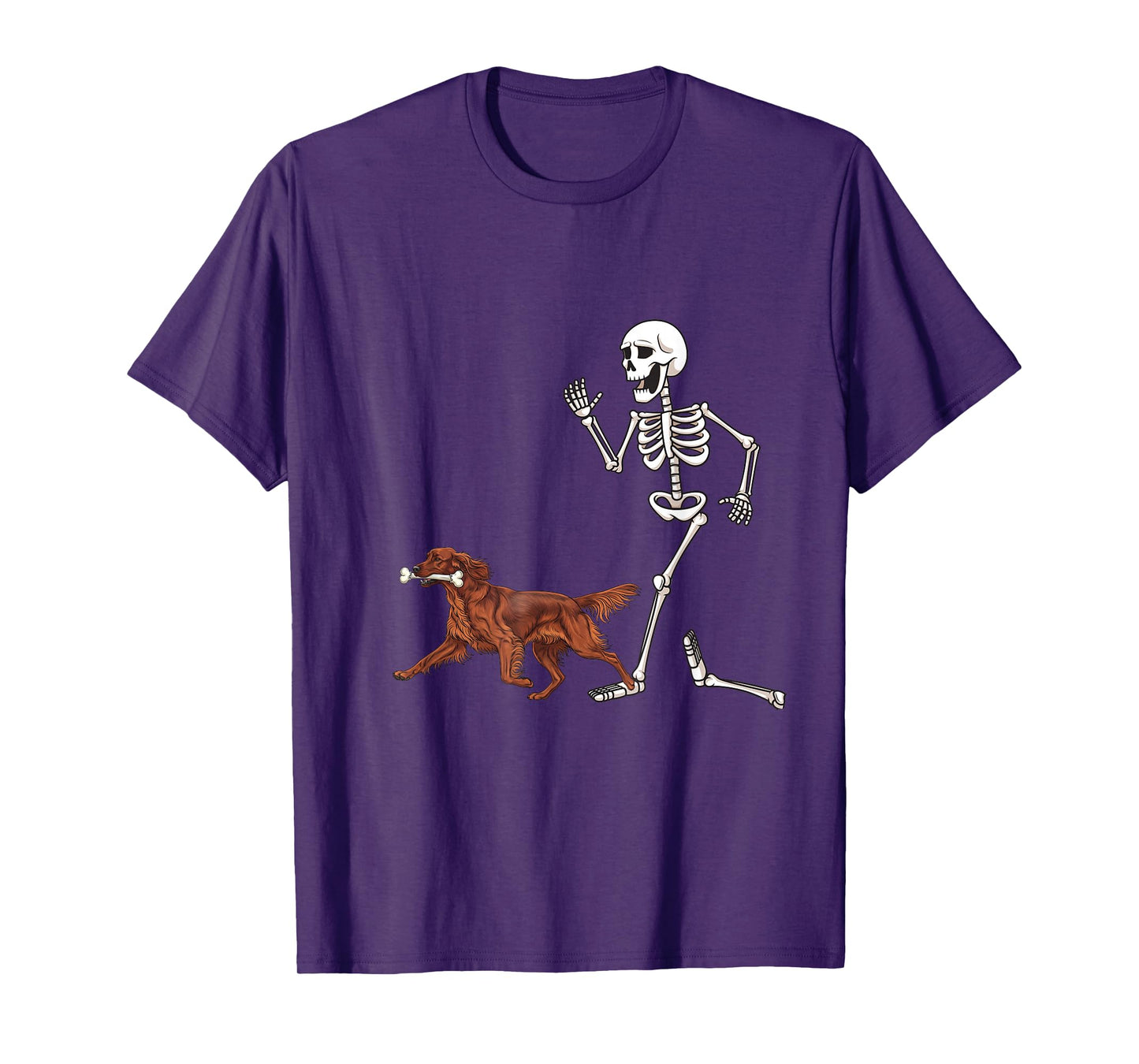Funny Halloween Irish Setter and Skeleton T-Shirt