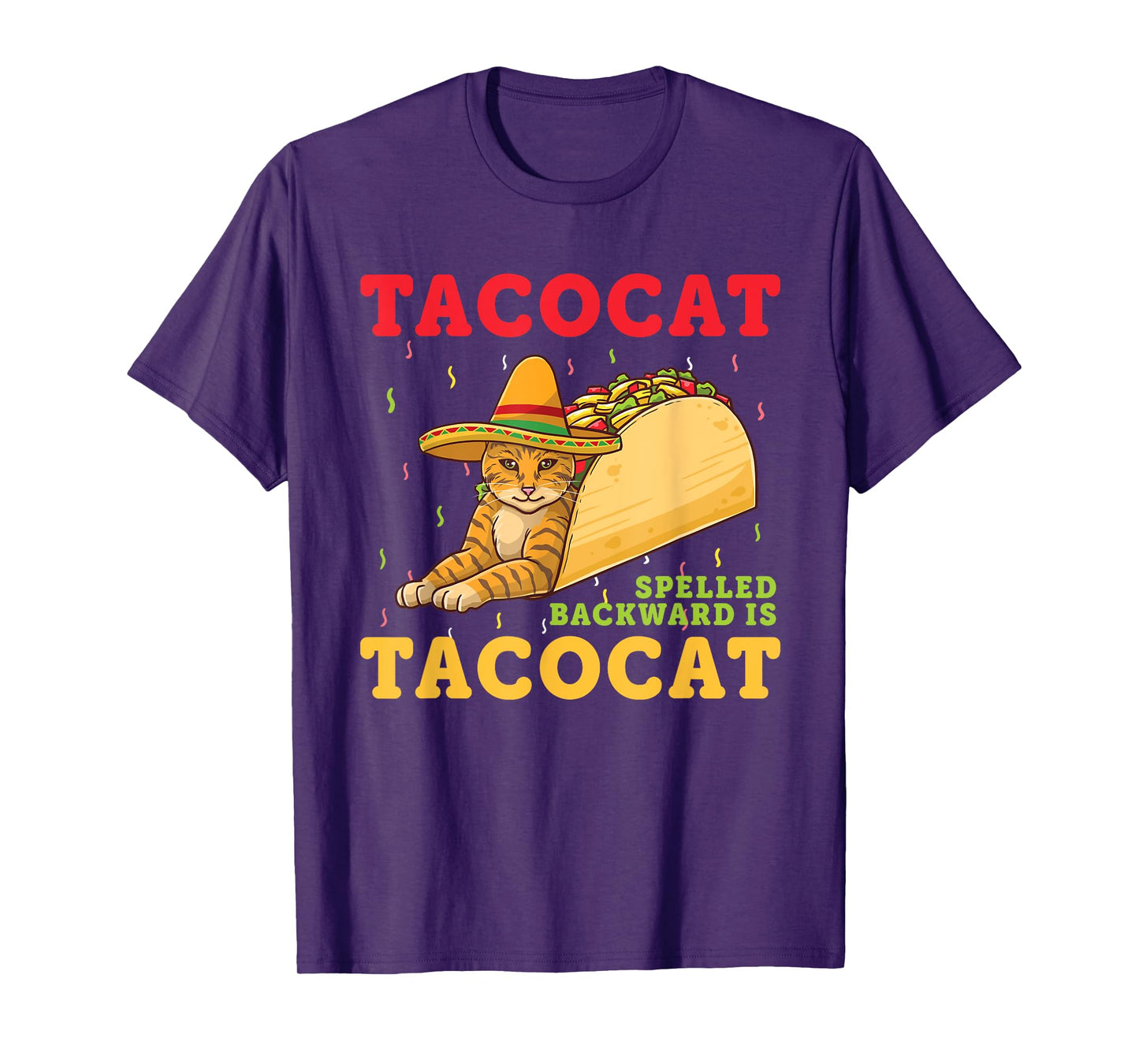 Tacocat Spelled Backwards Tacos and Cats Cinco De Mayo Cat T-Shirt for Men Women Girls Kids