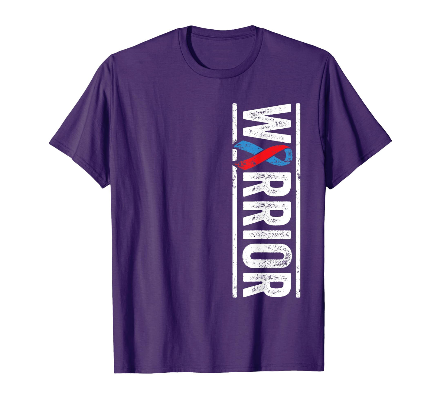 Pulmonary Fibrosis Warrior - PF Red Blue Awareness Ribbon T-Shirt