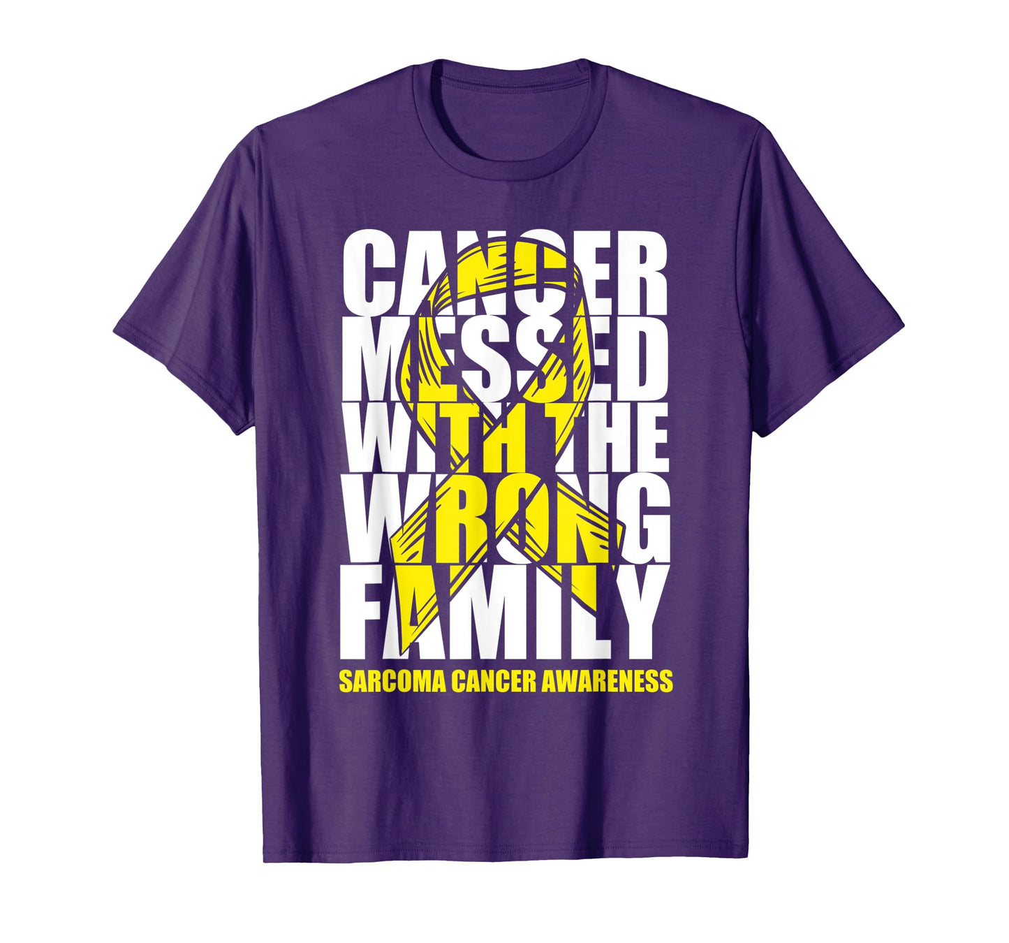 Sarcoma Bone Cancer Messed With The Wrong Family Yellow Gift T-Shirt