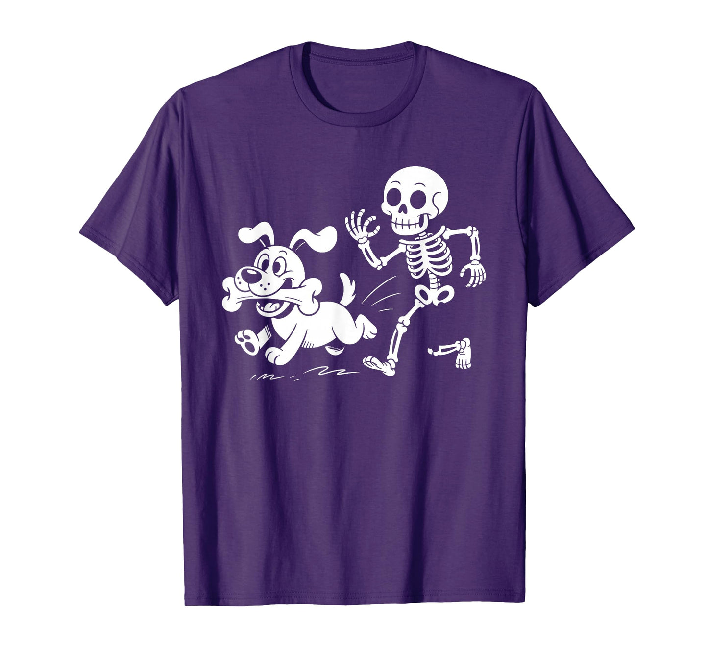 Skeleton Dog Halloween Skeleton Chasing Dog T-Shirt