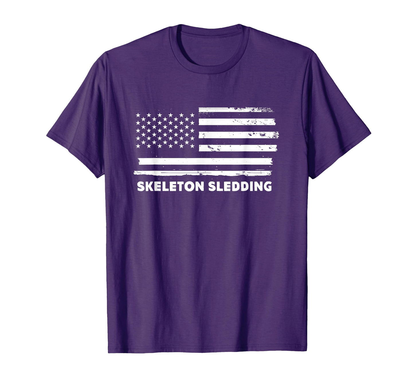 Skeleton Sledding Life USA Flag Patriotic Sports Design T-Shirt