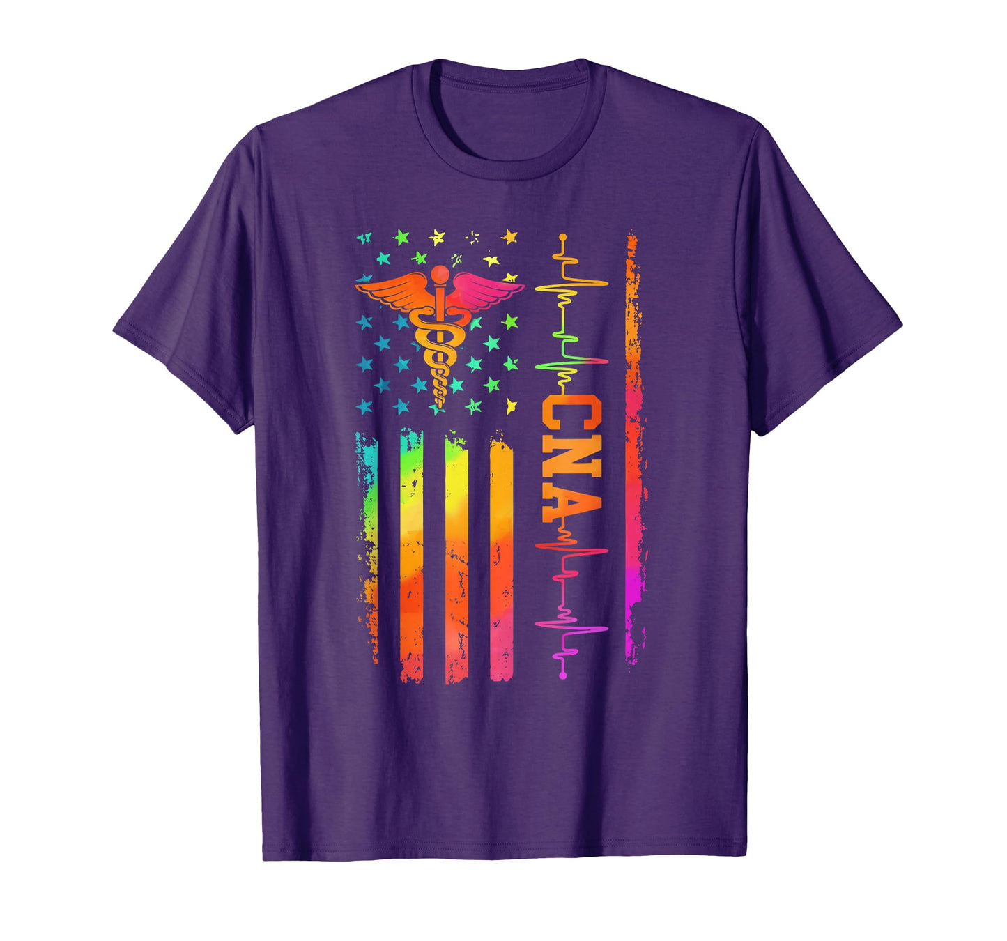 CNA Job Certified Nursing Assistant America Flag Tie Dye T-Shirt