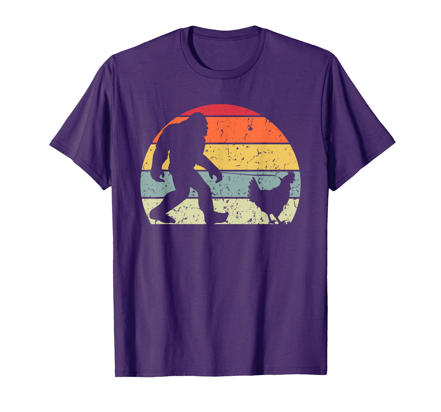 Funny Yeti Retro Vintage Sasquatch Bigfoot Walking Chicken T-Shirt