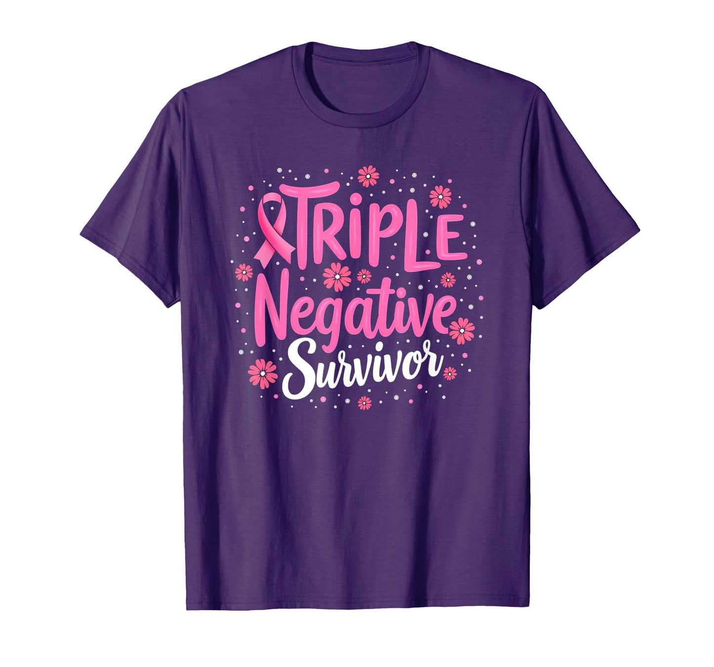 Pink Ribbon Triple Negative Warrior Breast Cancer Survivor T-Shirt