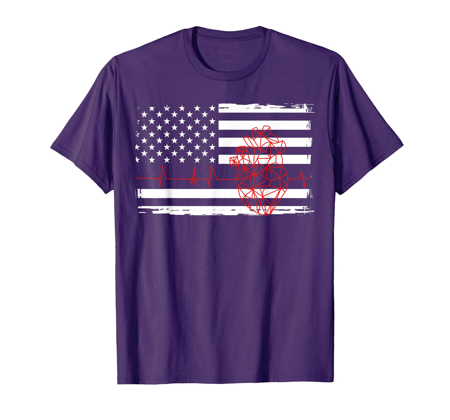 Cardiologist Geometric Heart USA Flag Fourth Of July T-Shirt
