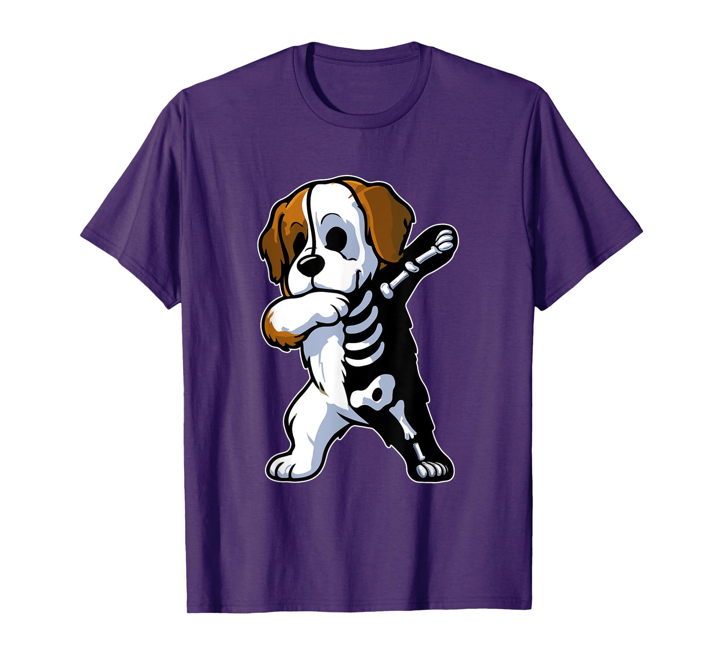 Dabbing St. Bernard Half Skeleton Halloween Costume Owner T-Shirt