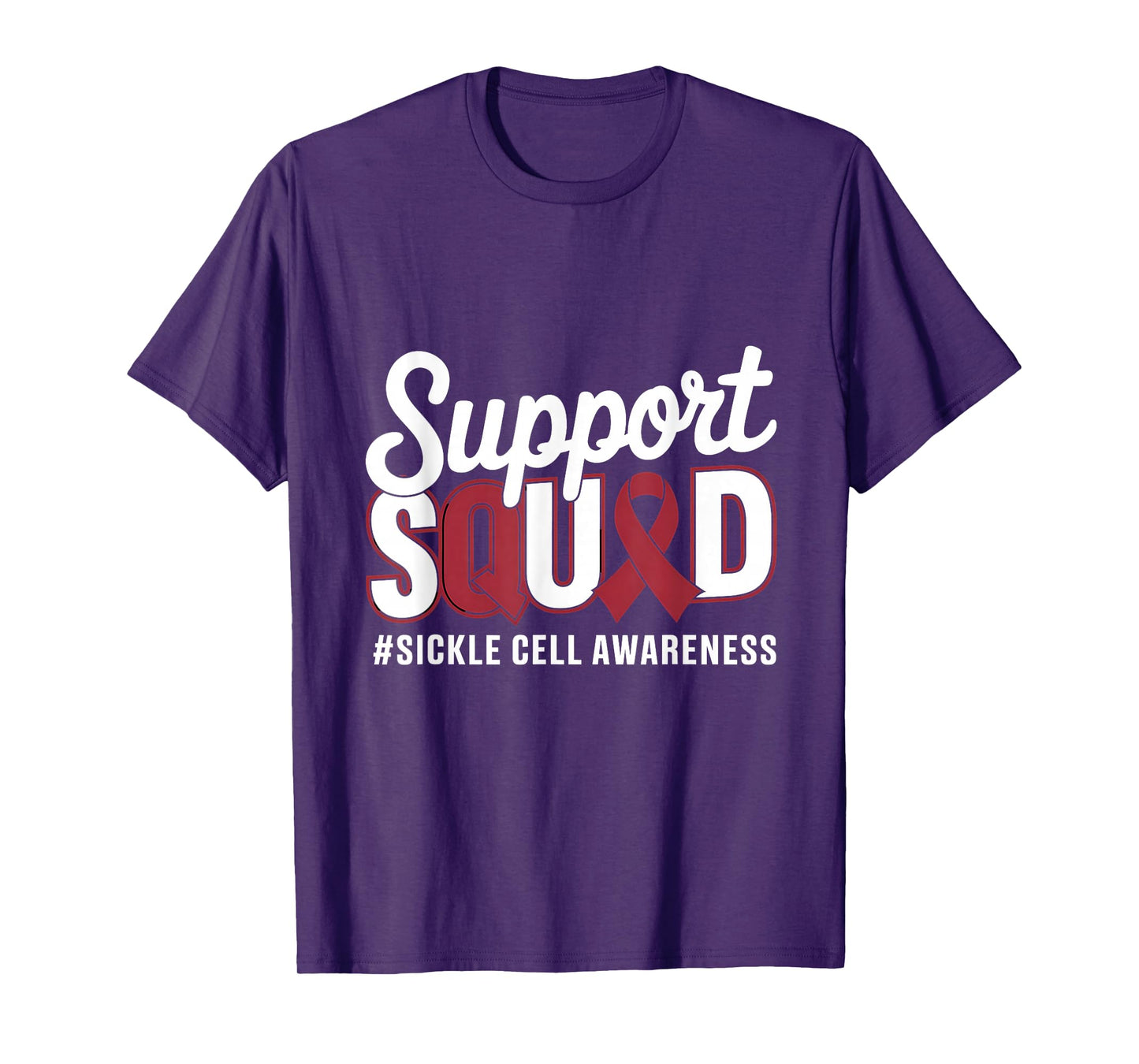 Support Squad Burgundy Ribbon Sickle Cell Awareness T-Shirt