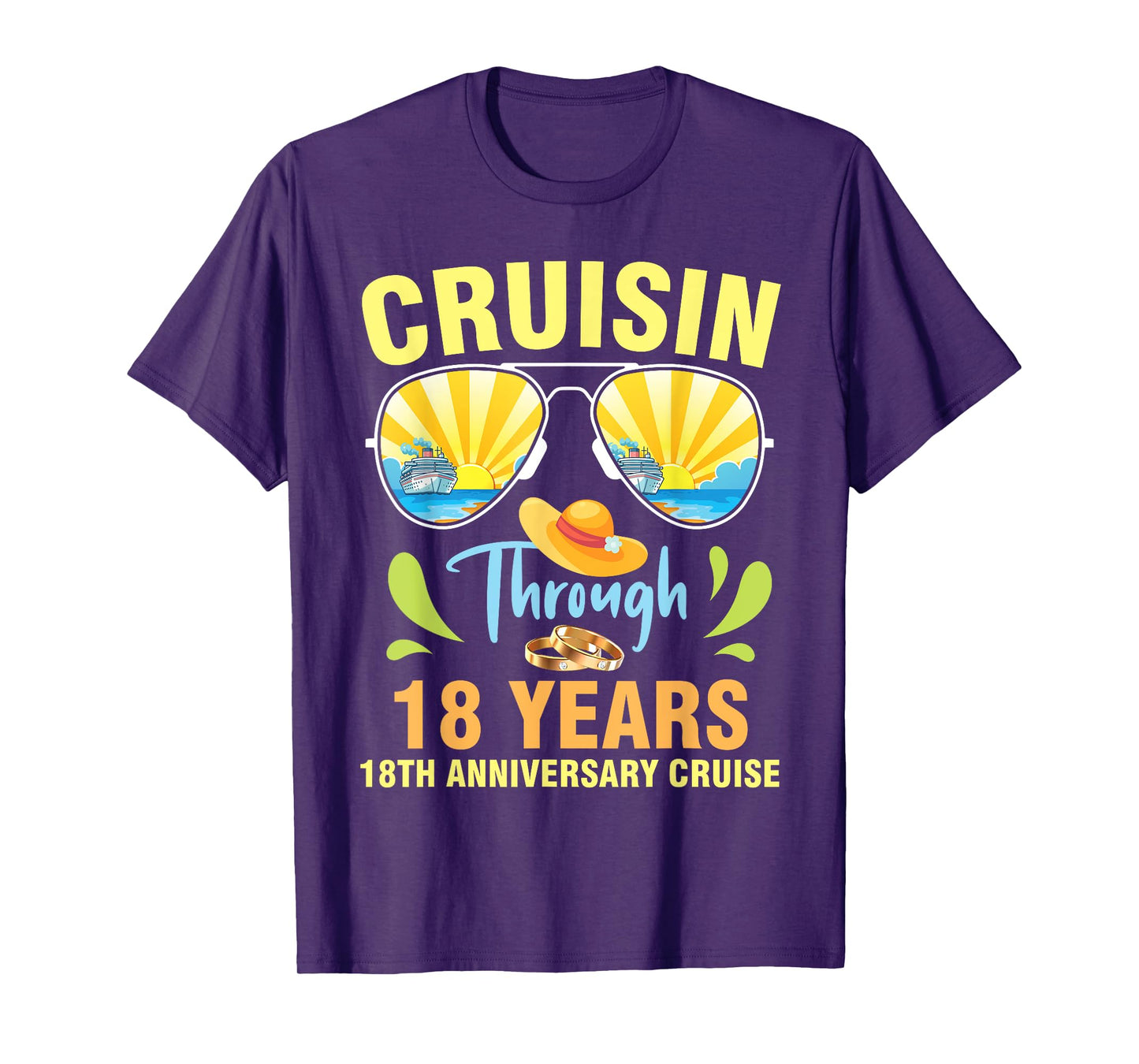Cruising Through 18 Years Marriage 18th Anniversary Cruise T-Shirt