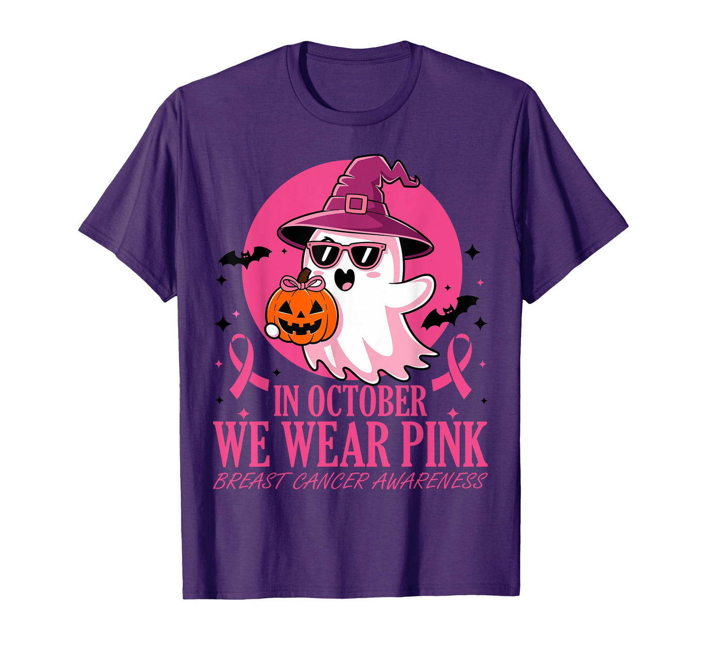 In October We Wear Pink Breast Cancer Awareness Halloween T-Shirt