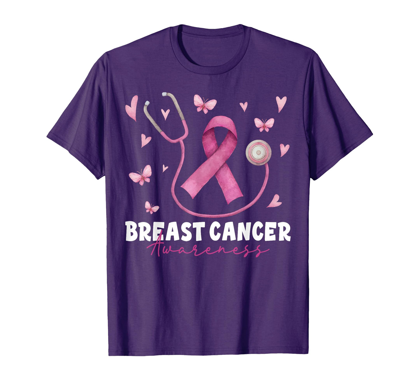 Breast Cancer Awareness Pink Stethoscope Nurse Medical Women T-Shirt