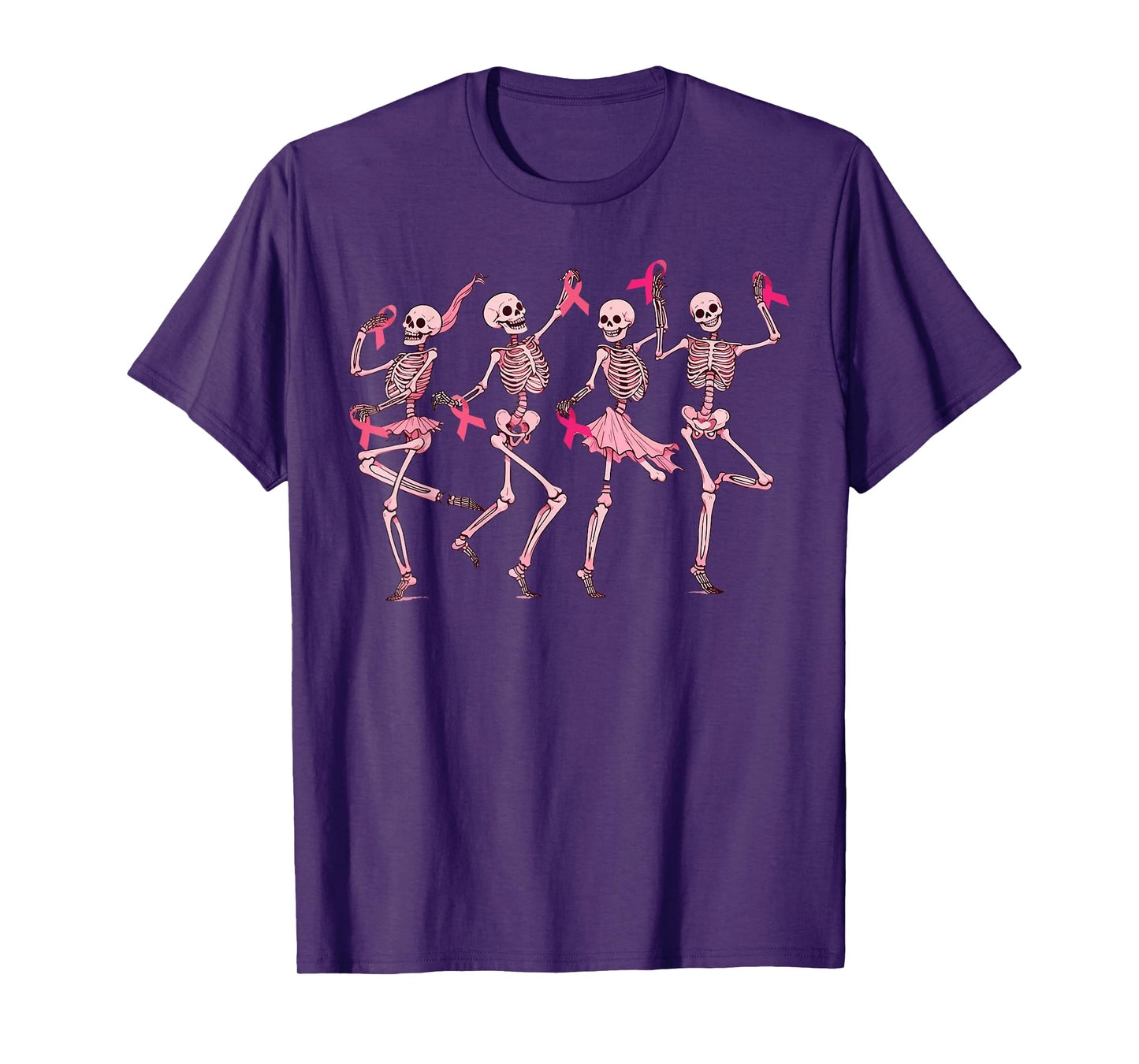 Pink Ribbon Breast Cancer Awareness Skeleton Women Men Kids T-Shirt