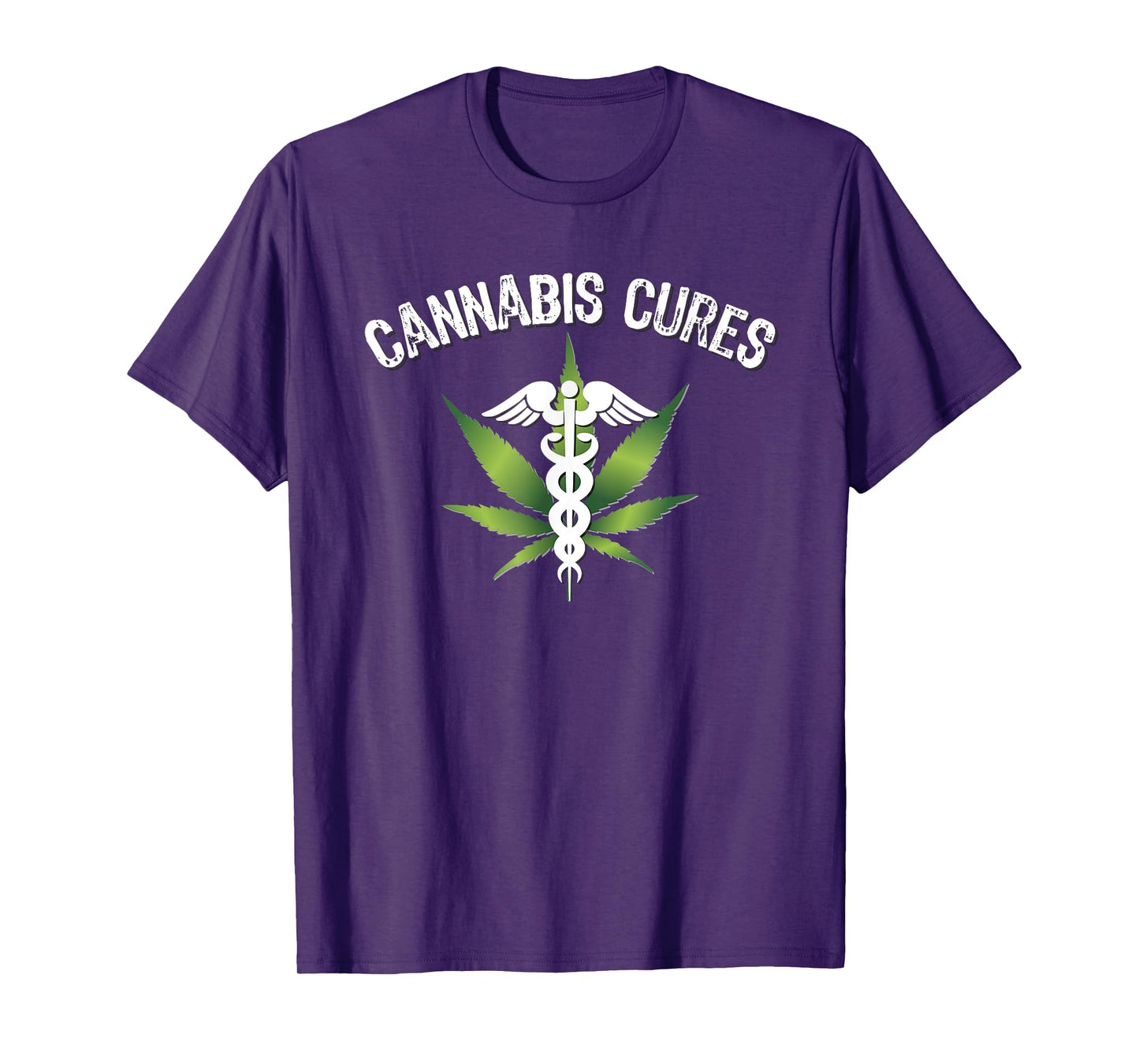 Prime Shirt Shop Stoner Tees Cannabis Cures Medical Marijuana Leaf Graphic Unisex Adult T-Shirt - Black, Small