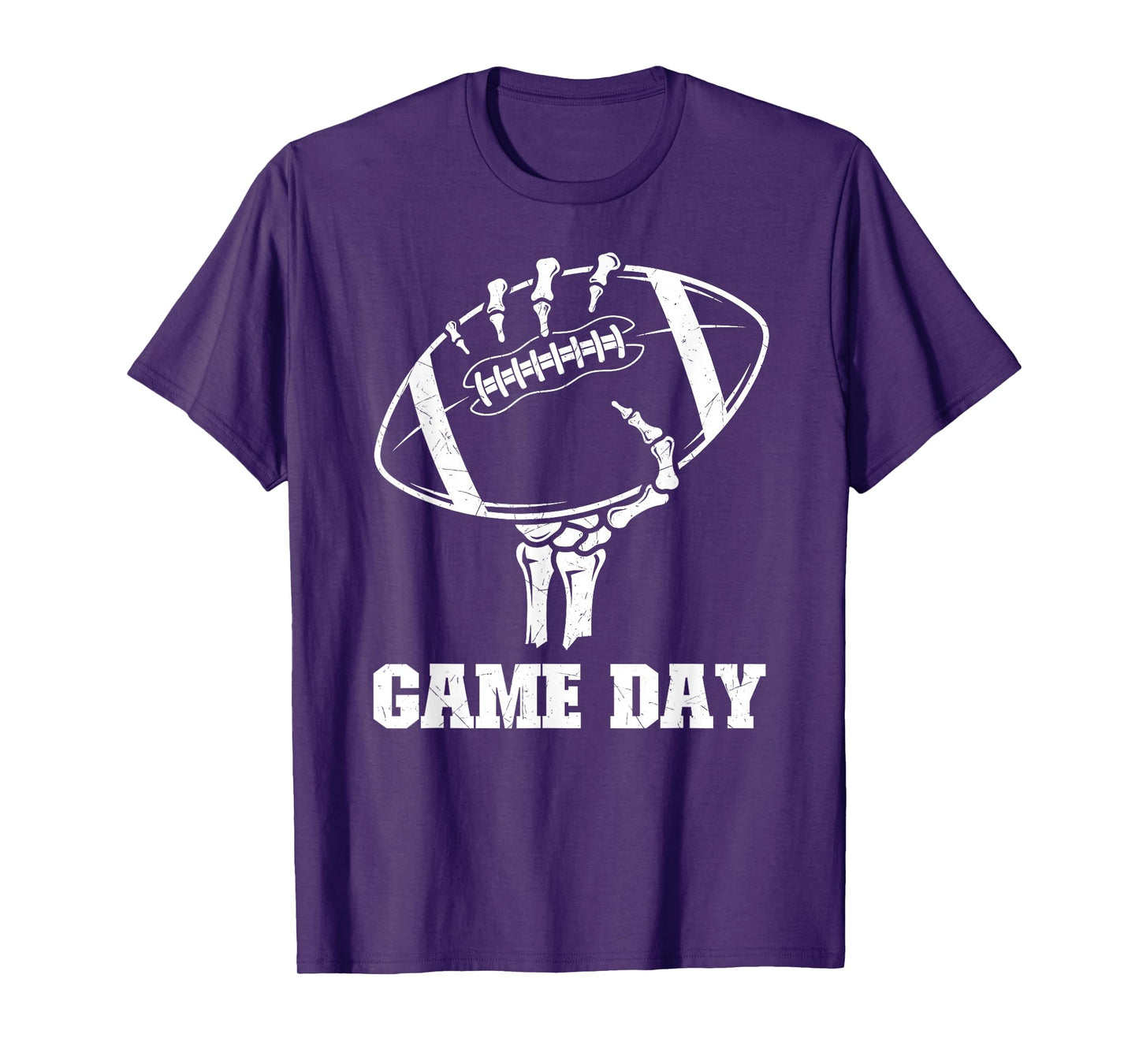 Game Day Skeleton Hand Holding Football Halloween Sports Fan T-Shirt