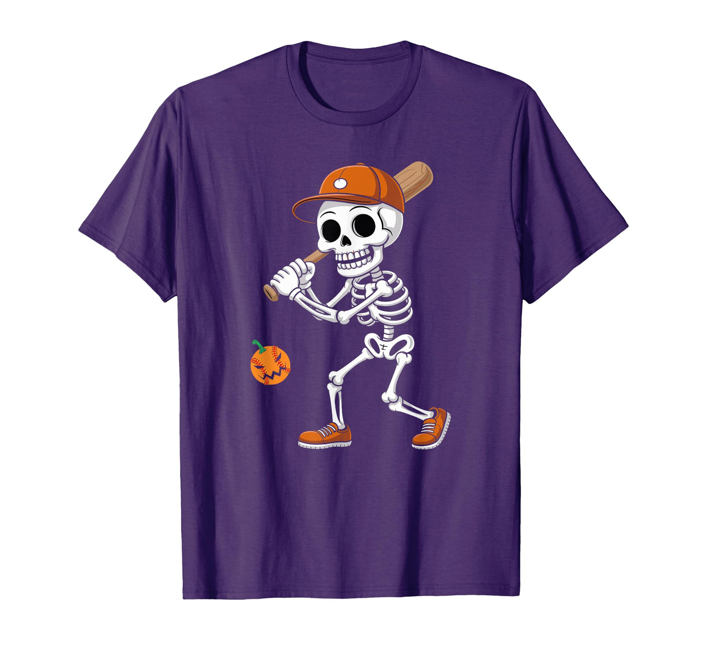 Baseball Pumpkin Funny Skeleton Baseball Halloween Costume T-Shirt