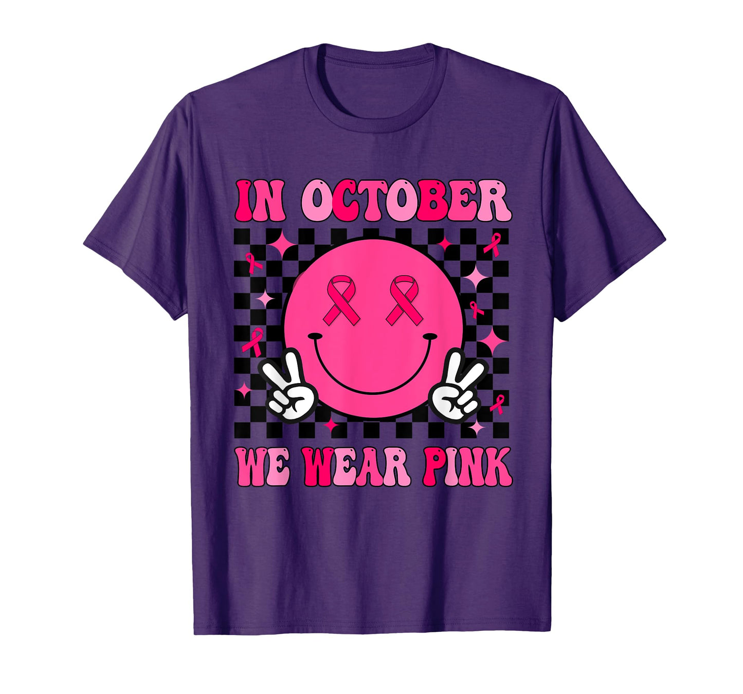 In October We Wear Pink Ribbon Breast Cancer Awareness T-Shirt