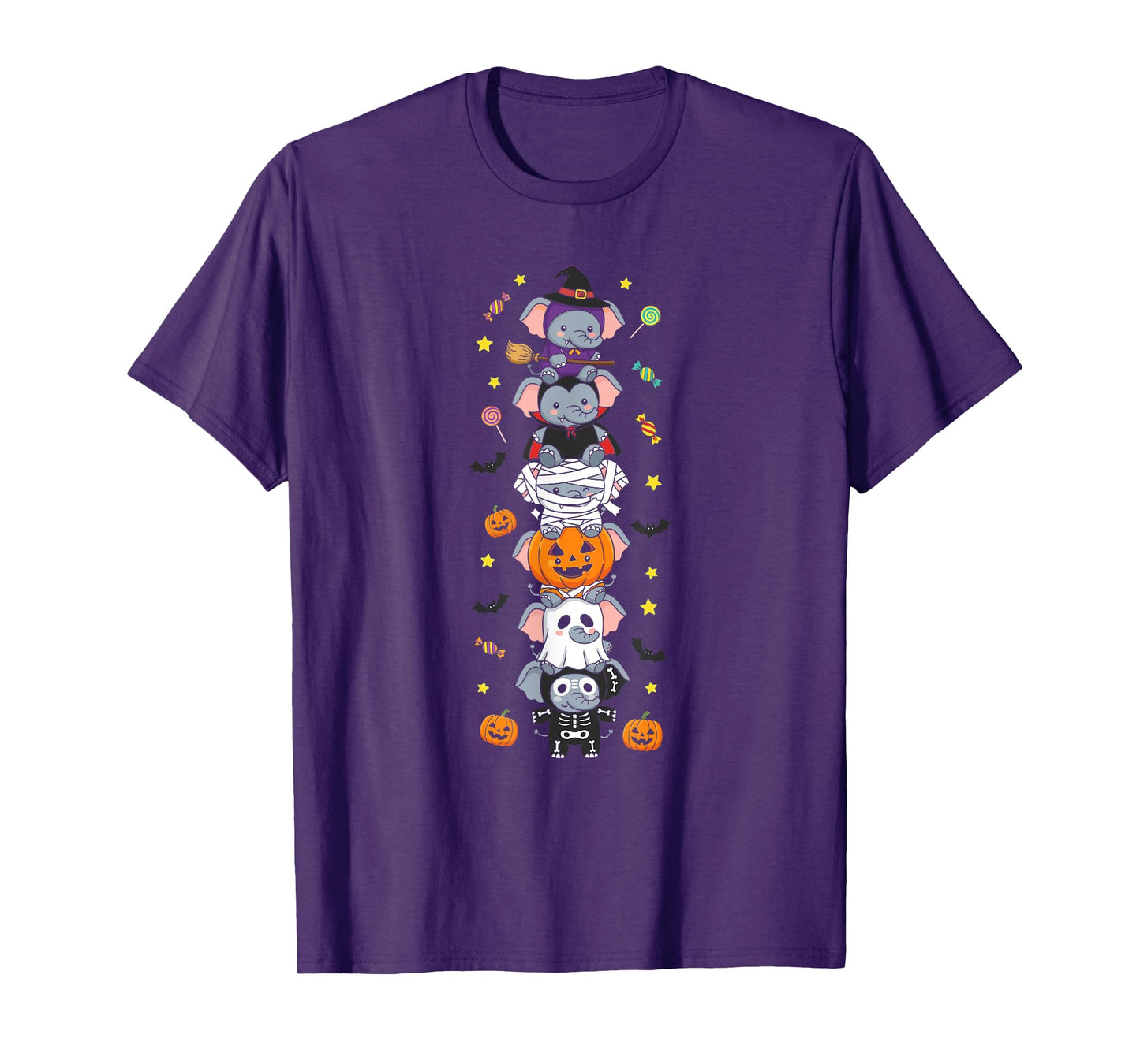 Elephant Witch Vampire Ghost Halloween Kids Mens Womens T-Shirt