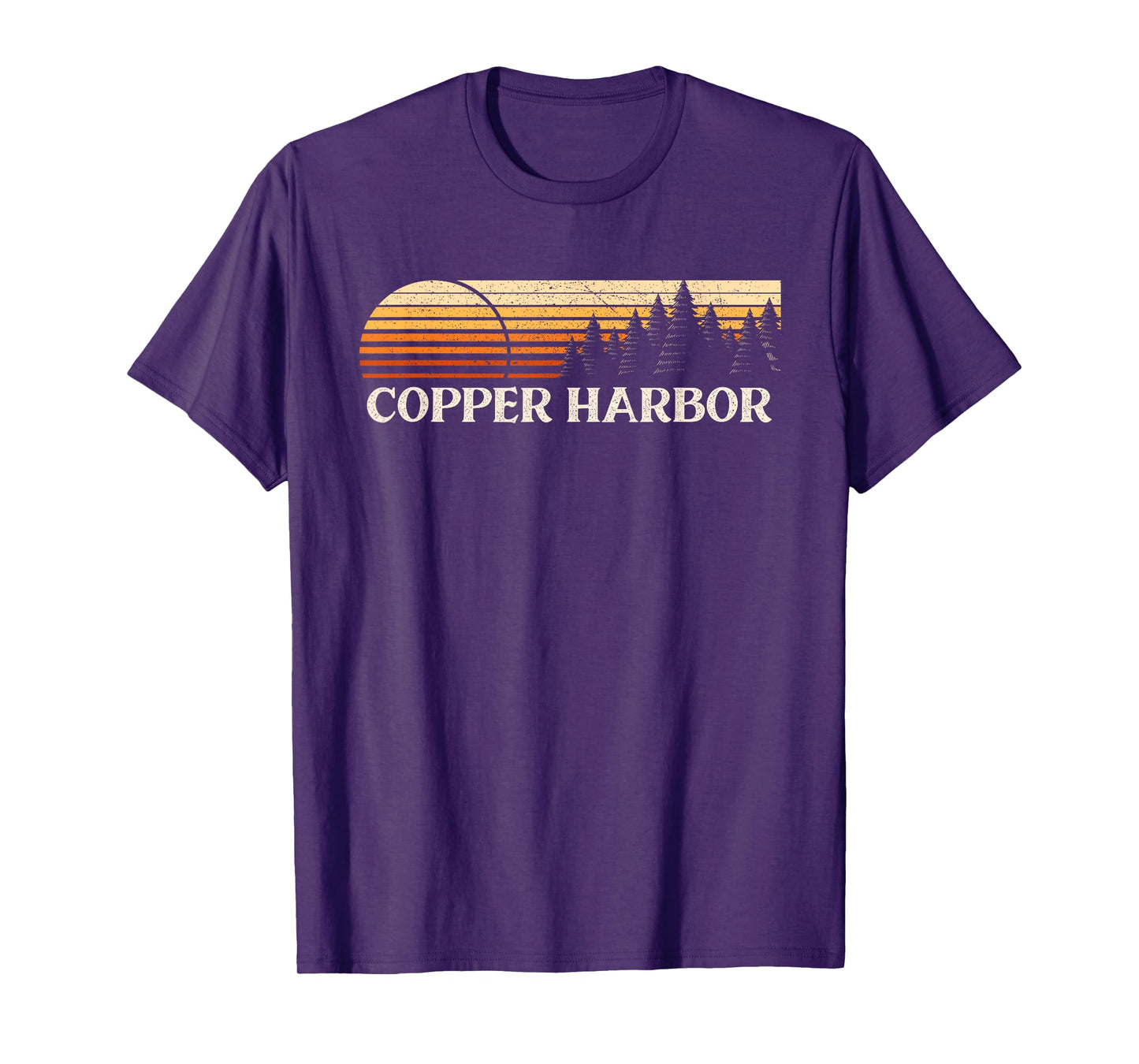 Copper Harbor, MI Vintage Evergreen Sunset Eighties Retro T-Shirt