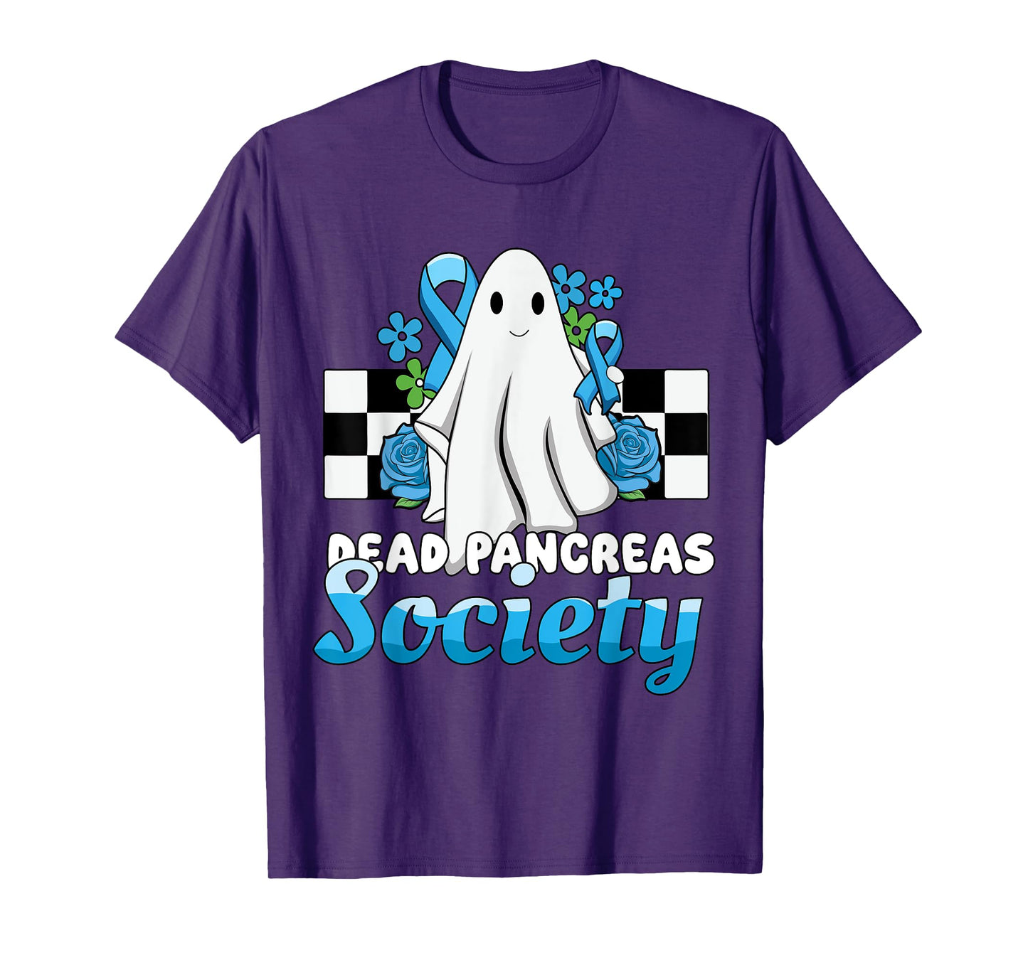 Dead Pancreas Society Halloween Cute Ghost Blue Retro T-Shirt