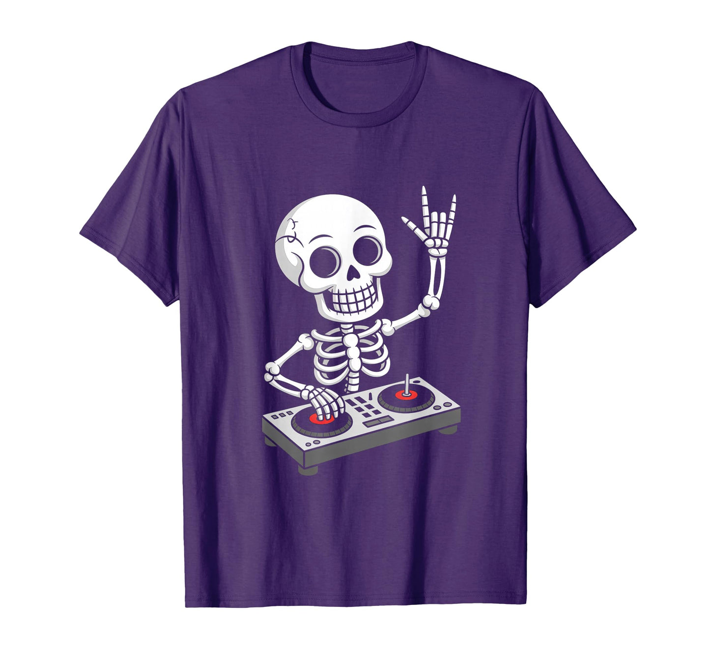 Skeleton DJ on Turntables EDM Synthesizer Rave Music Ghost T-Shirt