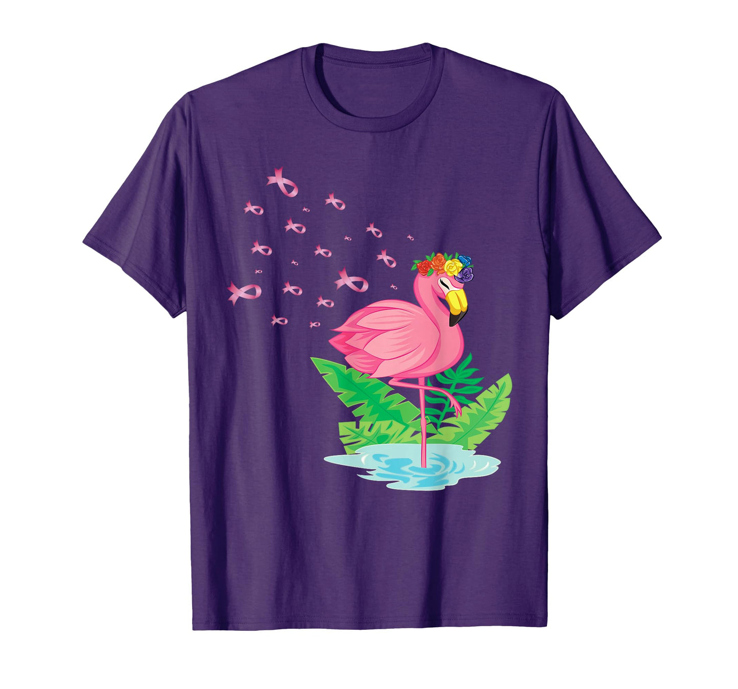 Breast Cancer Pink Flamingo Ribbon Recovery T-Shirt