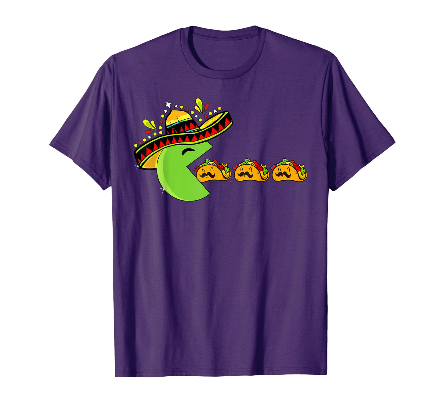 Sombrero Eating Funny Tacos with Mustaches Cinco de Mayo T-Shirt