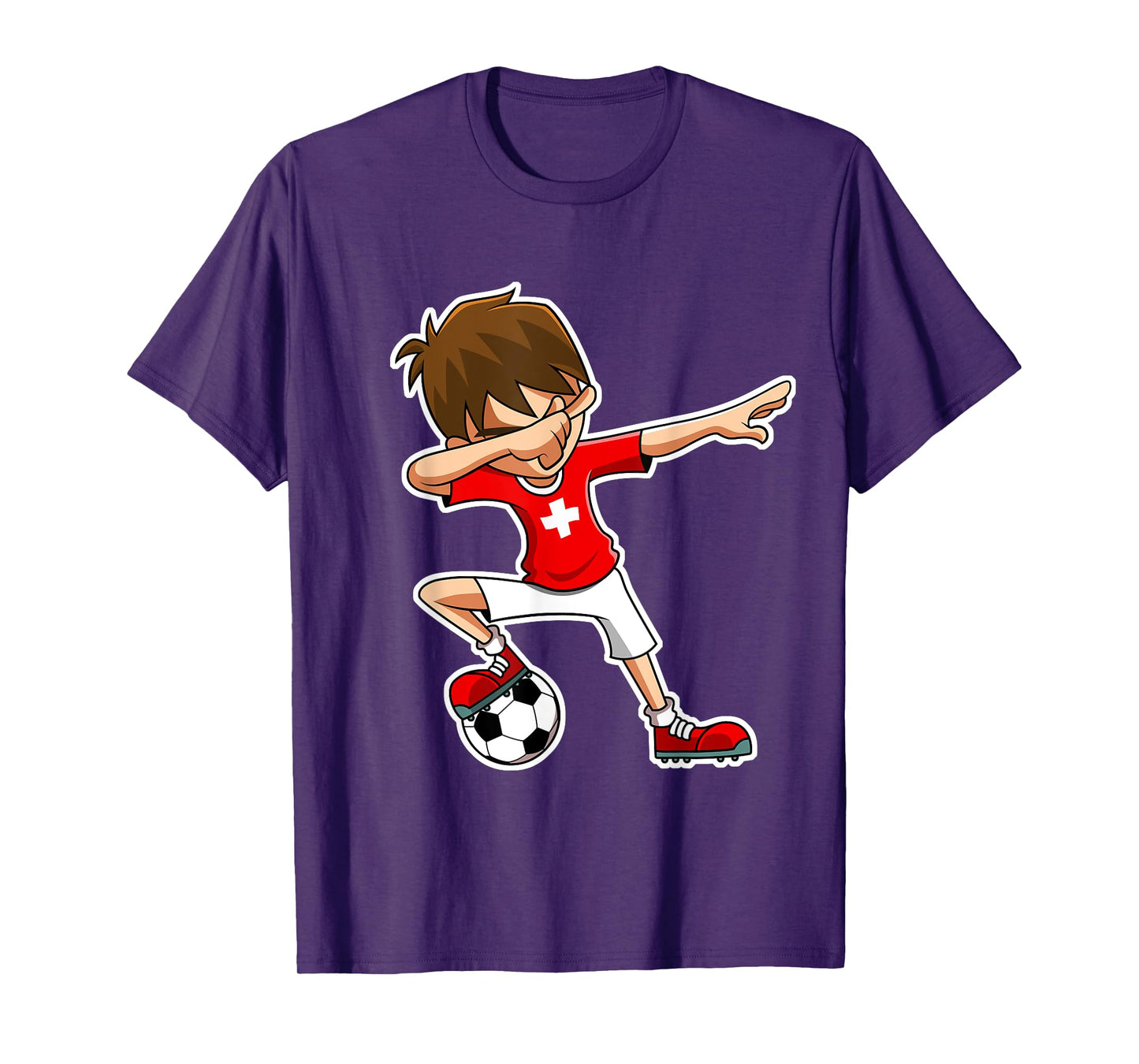 Dabbing Soccer Boy Switzerland Shirt, Swiss Flag Jersey T-Shirt